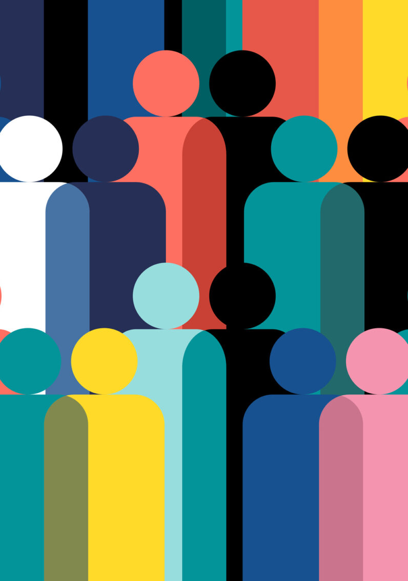 Multicoloured animated figures