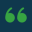 A pair of green quotation marks centred on a dark navy background.