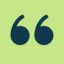 A pair of dark navy quotation marks centred on a light green background.