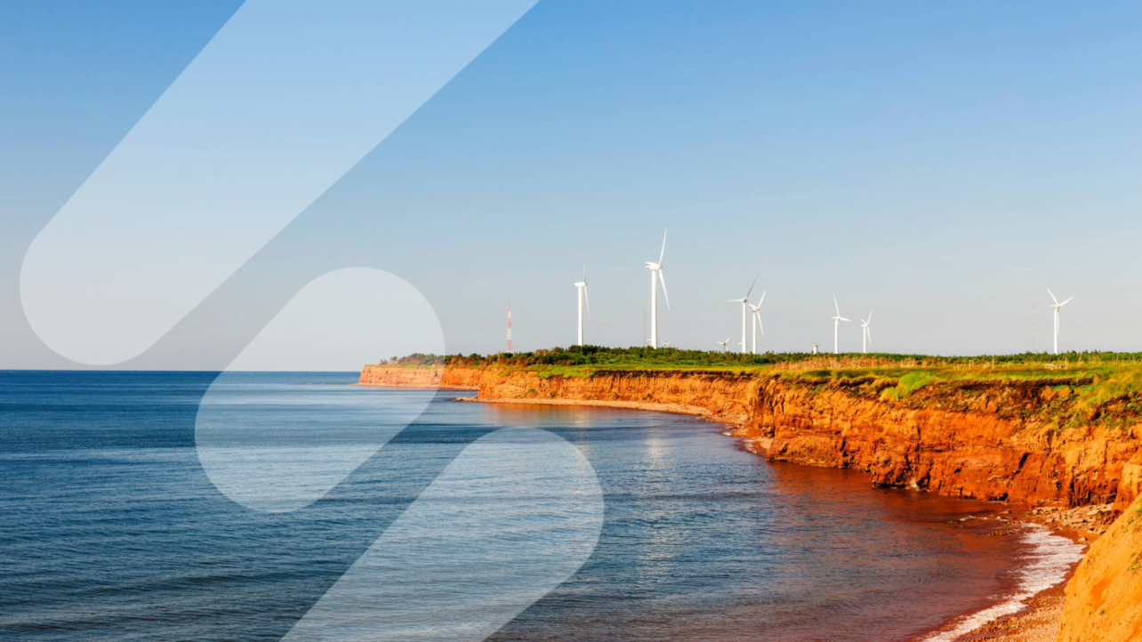 Wind turbines on the coast of Prince Edward Island